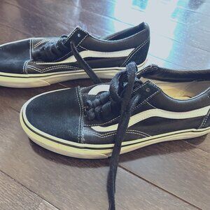 Men's Black Canvas Vans Sneakers Size 10
